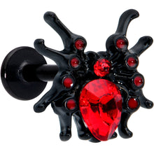 16G 5/16 Red Gem Black Spider Halloween Labret Monroe Tragus
