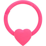 16G 3/8 Pink Matte Heart Valentines Day Hinged Segment Ring