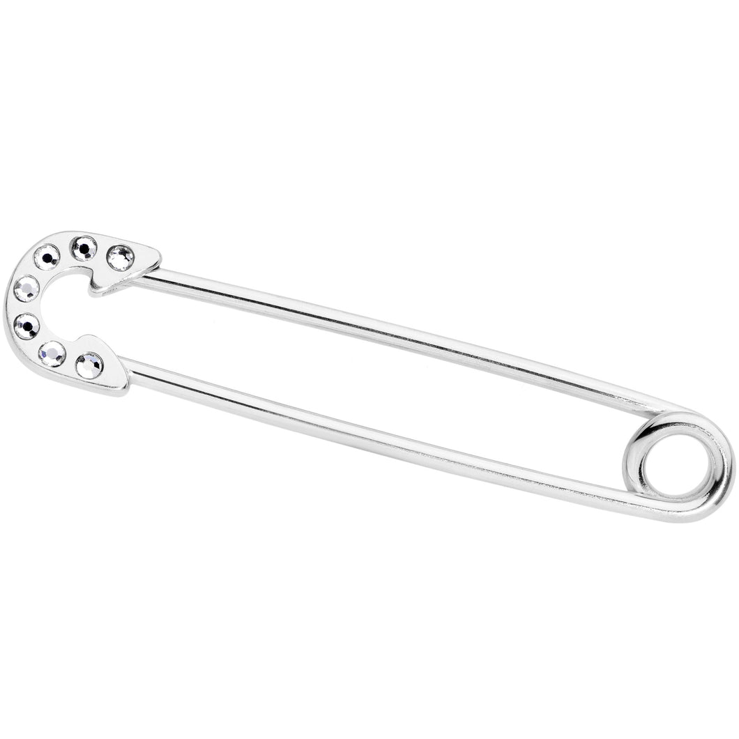 14G Clear Gem Punk Rock Safety Pin Industrial Barbell 38mm