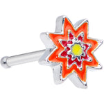20G 1/4 Red Orange Fanciful Flower Nose Bone