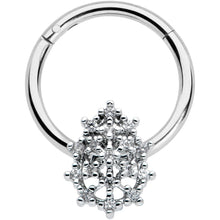 16G 3/8 Clear CZ Gem Nubbly Textured Drop Hinged Segment Ring
