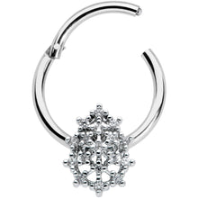 16G 3/8 Clear CZ Gem Nubbly Textured Drop Hinged Segment Ring