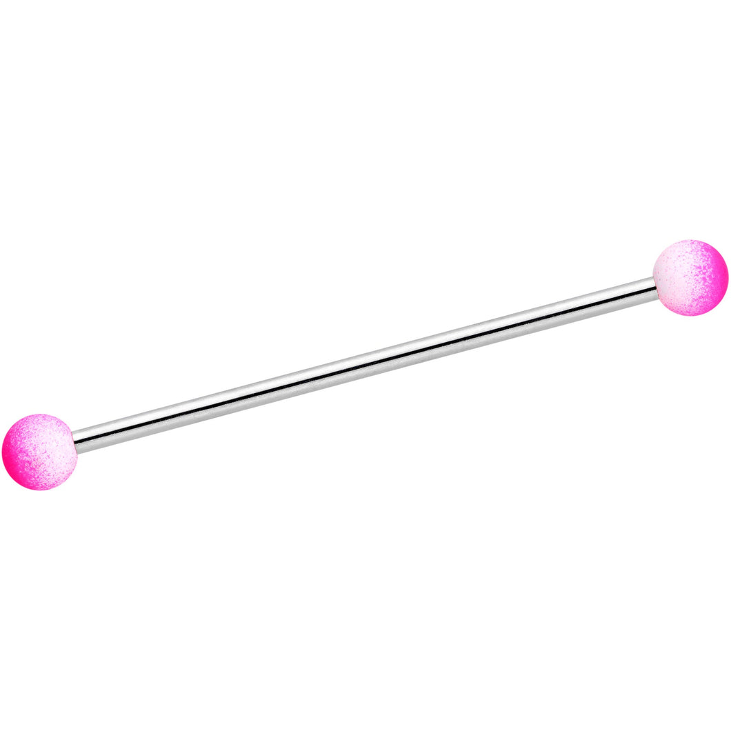 14G Pink White Ombre Soft Finish Industrial Barbell 38mm