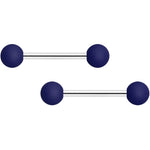 14G 9/16 Navy Blue Soft Finish Barbell Nipple Ring Set