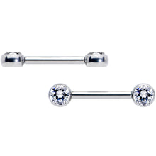 14G 1/2 Clear CZ Gem G23 Titanium Threadless Nipple Ring Set