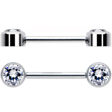 14G 9/16 Clear CZ Gem G23 Titanium Threadless Nipple Ring Set