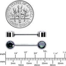 14G 9/16 Vitrail CZ Gem G23 Titanium Threadless Nipple Ring Set