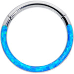 16G 3/8 Blue Synthetic Opal Implant Grade Titanium Segment Ring