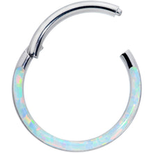 16G 3/8 White Synthetic Opal Implant Grade Titanium Segment Ring