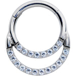 16G 5/16 Clear CZ Gem G23 Titanium Double Row Cartilage Clicker
