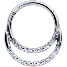 16G 3/8 Clear CZ Gem G23 Titanium Double Row Cartilage Clicker