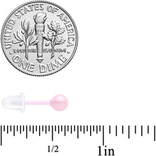 4mm Pink Ceramic Ball Stud Earrings 18G