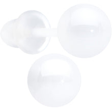 6mm White Ceramic Ball Stud Earrings 18G