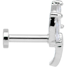 16G 1/4 Clear CZ Gem Leaves Internally Threaded Labret Tragus