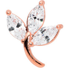 16G 5/16 Clear CZ Gem Rose Gold Tone Leaf Internal Thread Labret
