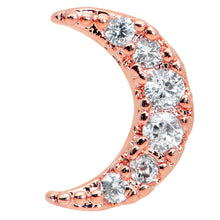 16G 5/16 Clear CZ Gem Rose Gold Tone Moon Internal Thread Labret