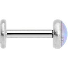 16G 1/4 Blue Faux Opal Internally Threaded Labret Monroe Tragus