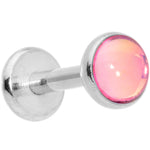 16G 1/4 Pink Faux Opal Internally Threaded Labret Monroe Tragus