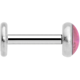 16G 1/4 Pink Faux Opal Internally Threaded Labret Monroe Tragus