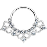 16G 3/8 Clear Gem Tiny Tiara Hinged Segment Ring