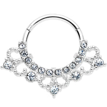 16G 3/8 Clear Gem Tiny Tiara Hinged Segment Ring