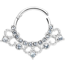 16G 3/8 Clear Gem Tiny Tiara Hinged Segment Ring