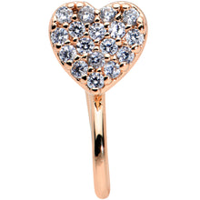 Clear CZ Gem Rose Gold Tone Paved Heart Clip On Fake Nose Ring