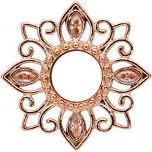 2G Brown Gem Rose Gold Tone Floral Screw Fit Tunnel Plug Set