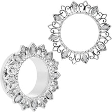 Clear Gem Floral Lotus Screw Fit Tunnel Plug Set