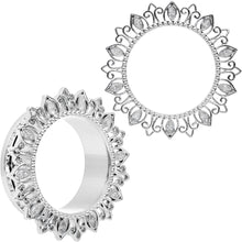 Clear Gem Floral Lotus Screw Fit Tunnel Plug Set