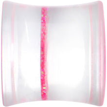 Clear Pink Acrylic Glitter Glam Saddle Plug Set