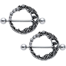 14G 3/4 Clear Gem Face Crescent Moon Nipple Shield Set