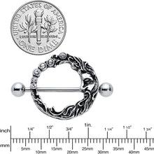 14G 3/4 Clear Gem Face Crescent Moon Nipple Shield Set
