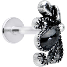 16G 5/16 Black Gem Abstract Bow Labret Monroe Tragus