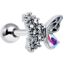16G 1/4 Clear Gem Glam Butterfly Cartilage Tragus Earring