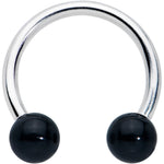 16G 3/8 Black Stone Ball End Internally Threaded Horseshoe