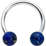 16G 3/8 Blue Stone Ball End Internally Threaded Horseshoe