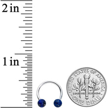 16G 3/8 Blue Stone Ball End Internally Threaded Horseshoe