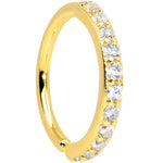16G 3/8 Clear CZ Gem Gold Tone Forward Facing Closure Ring
