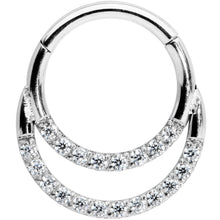 16G 5/16 Clear CZ Gem Double Row Hinged Segment Ring