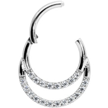 16G 5/16 Clear CZ Gem Double Row Hinged Segment Ring