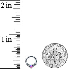 14 16G 1/4 5/16 Pink Synthetic Opal Ornate Captive Ring Set of 4