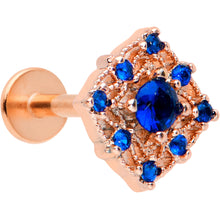 16G 5/16 Blue Gem Rose Gold Tone Night Star Labret Monroe Tragus
