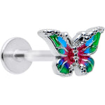16G 5/16 Bright Beauty Textured Butterfly Labret Monroe Tragus
