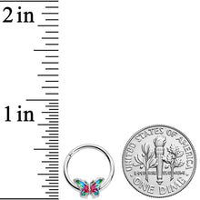 16G 3/8 Bright Beauty Textured Butterfly Hinged Segment Ring