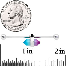 14G Purple Ombre Tourmaline Natural Stone Industrial Barbell 38mm