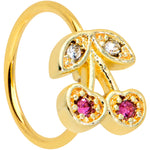 20G 5/16 Clear Purple Gem Gold Tone Very Cherry Nose Hoop