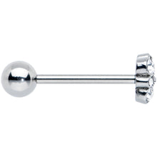 Clear CZ Gem Cluster Top Barbell Tongue Ring