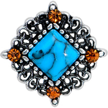 16G 5/16 Yellow Gem Blue Faux Turquoise Square Labret Tragus