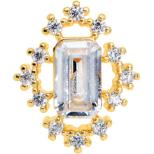 16G 1/4 Clear Gem Gold Tone Regal Rectangle Labret Monroe Tragus